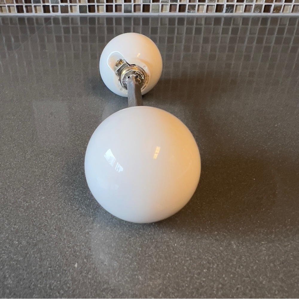 Antique White Ceramic Brass Round Victorian Door Knob Set